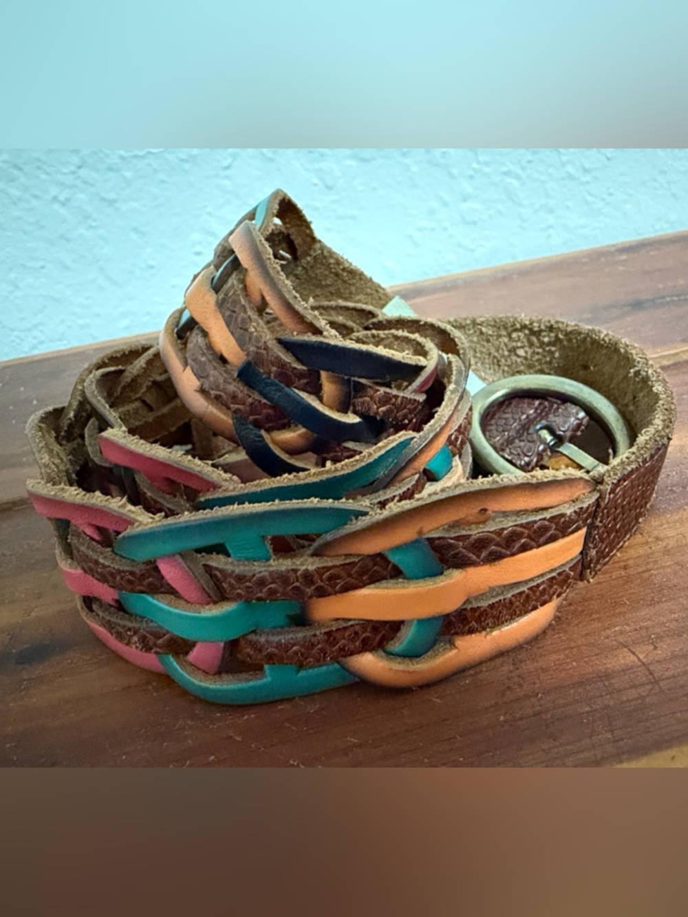 Fossil Braided Leather Belt Large Unisex